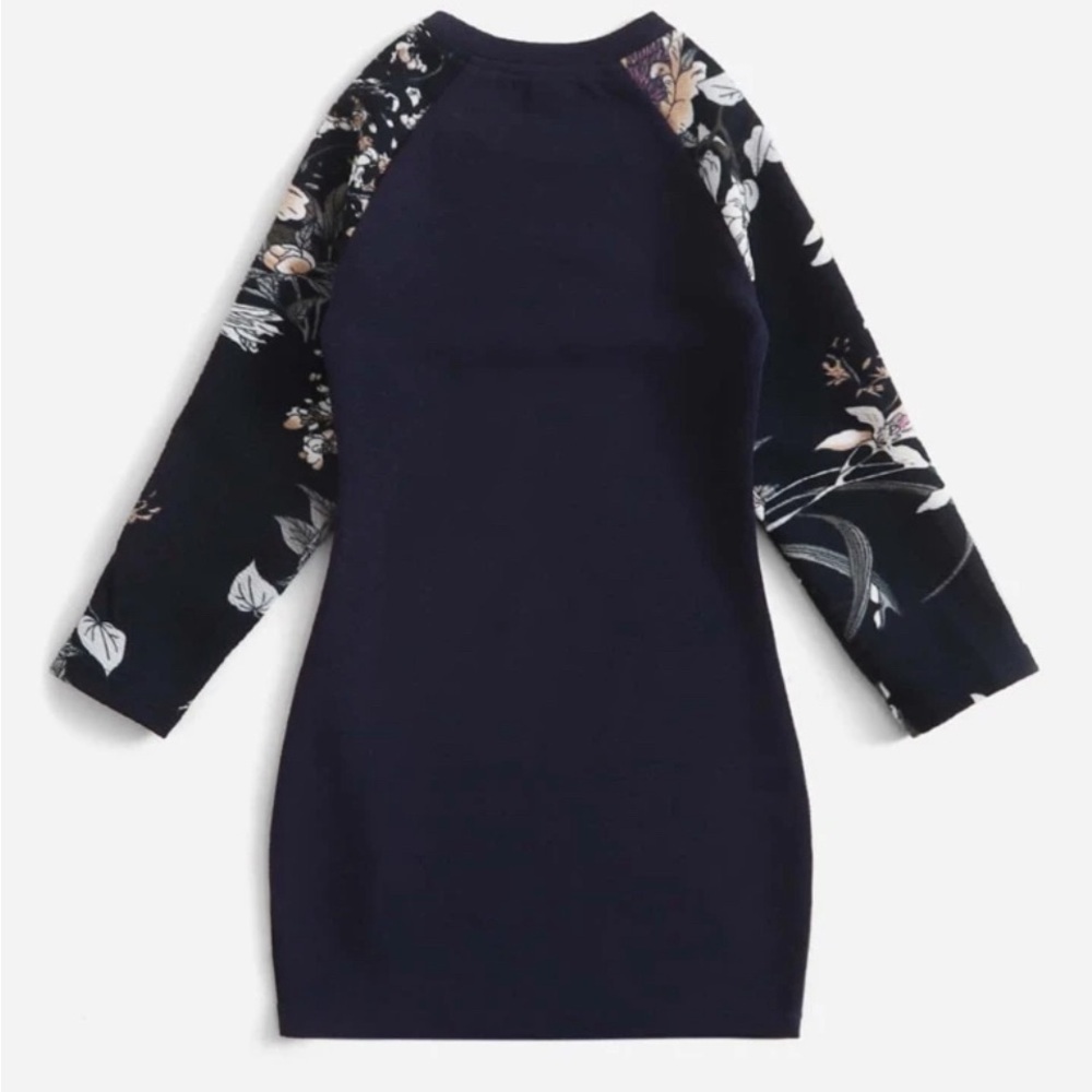 SHEIN Young Girl Floral Print Raglan Sleeve Dress